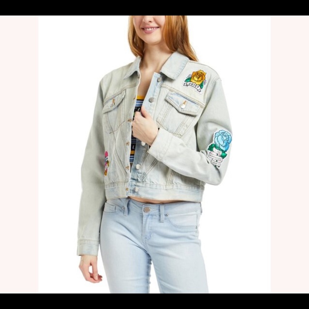 🆕 Juicy Couture Tattoo Patch Denim Jacket L - Picture 1 of 13